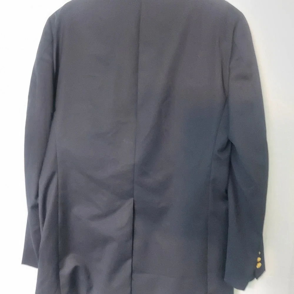 Ralph Lauren Navy Blue Wool Blazer Gold Buttons Mens Size 42 Long‎
